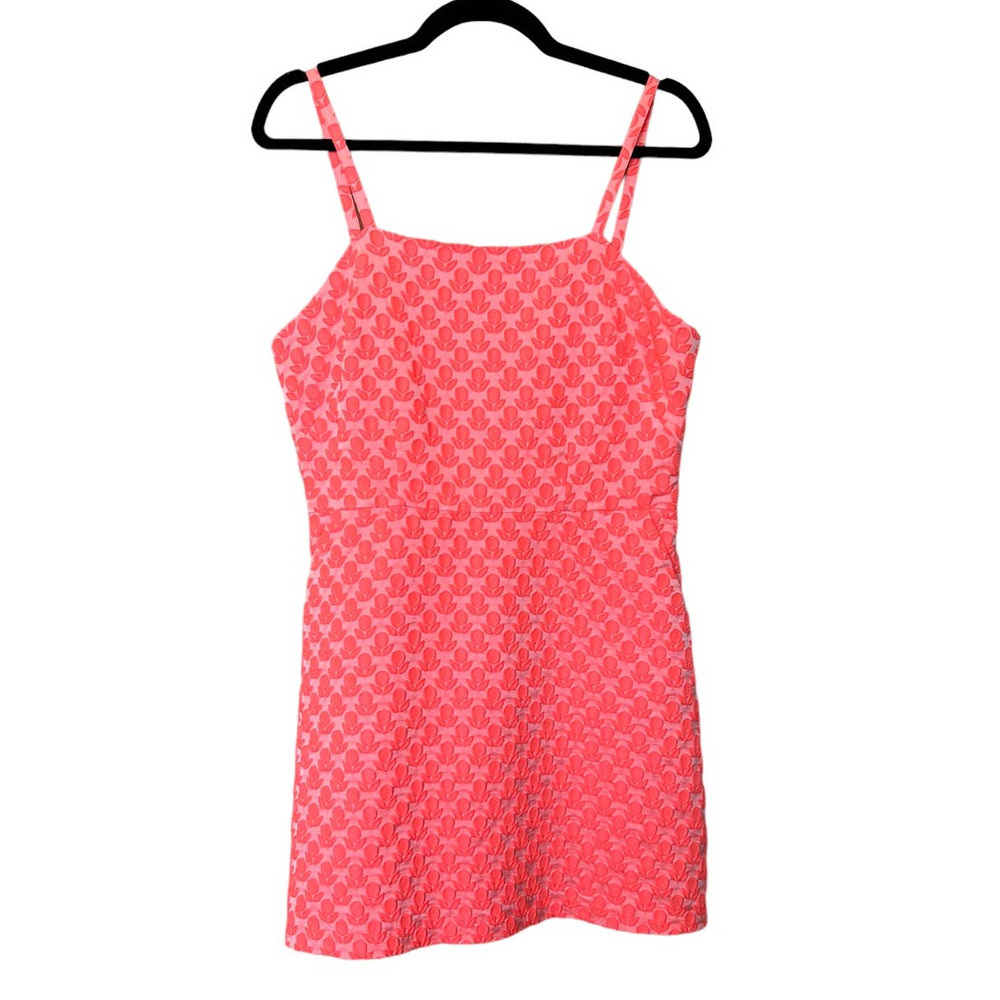 Milly Dress Pink Bernadene Floral Cloque Spaghetti Strap Square Neck Mini Short